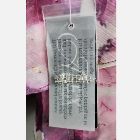 NWT Alex Evenings Tiered Ruffle Short Sleeve Top Purple Floral Shimmer Women's M - Picture 9 of 10